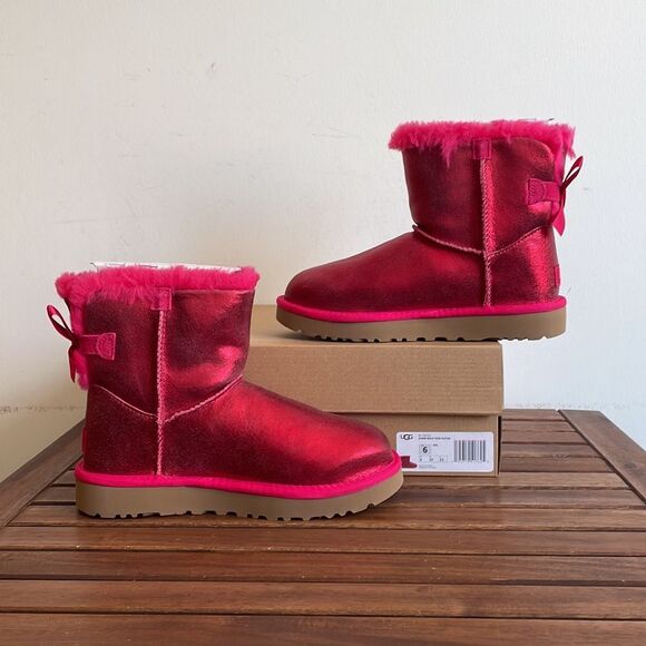 UGG Mini Bailey Bow Glisten Radish Women size 6 - Picture 4 of 14